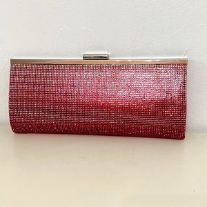 INC INTERNATIONAL CONCEPTS Carolyn Rhinestone Ombre Pink & Silver Evening Clutch